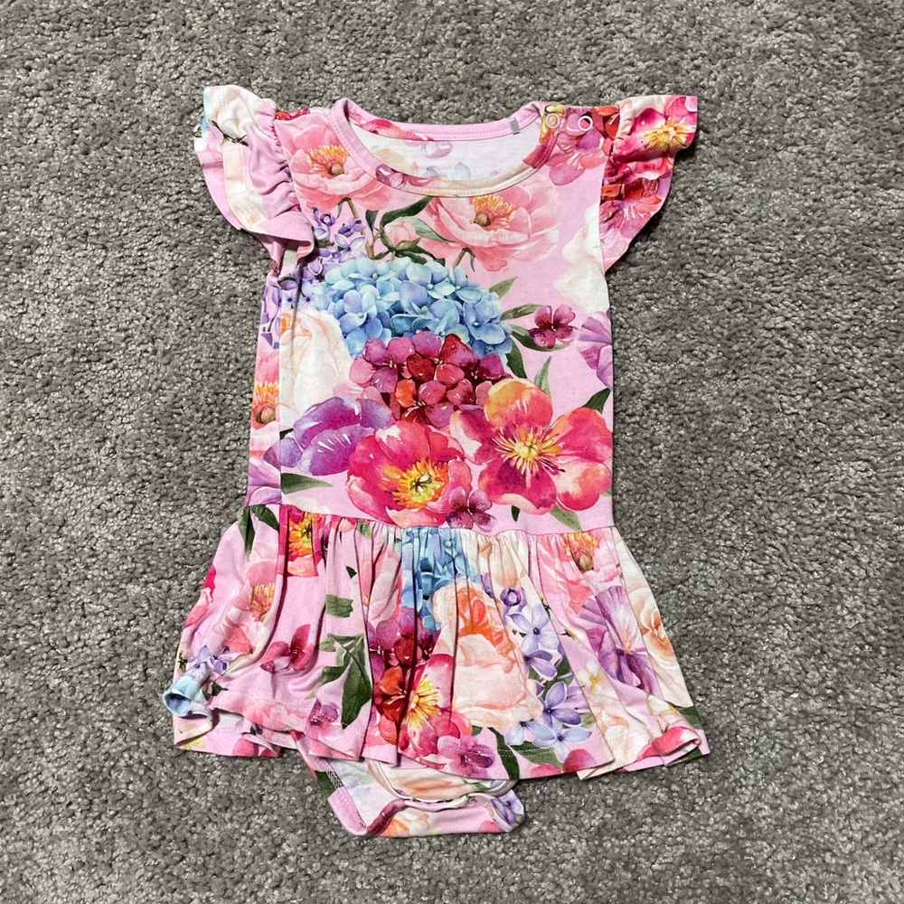 Posh Peanut Ruffled Cap Sleeve Twirl Bodysuit
